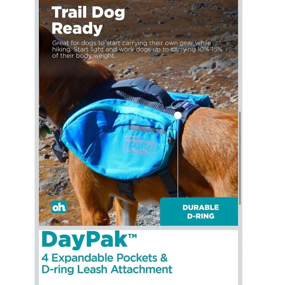 Outward Hound DayPak Dog Backpack Harness Blue Trek Vest Hiking Gear Medium Size